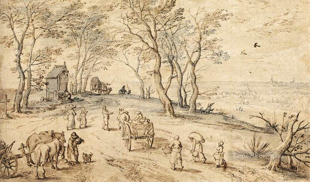 Villagers On Their Way To Market Flemish Jan Brueghel the Elder Oil Paintings